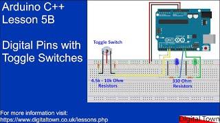 #110 Arduino C++ - Lesson 5B Using toggle switches with the Arduino Uno