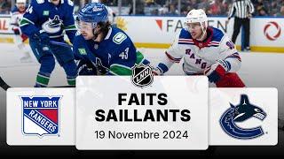 Rangers vs Canucks 19/11/24 | Faits saillants