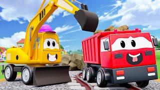 Crashed Train | Excavator, Dump Truck, Crane And Spider-Man Rescue And Rebuild Railway | Toy City