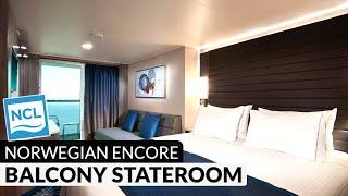 Norwegian Encore | Balcony Stateroom Full Tour & Review 4K | Category BA, BF