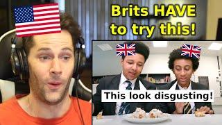 American Reacts to Brits Trying Biscuits and Gravy