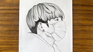 How to draw BTS Jungkook  | Jungkook sketch step by step | Easy drawings for beginners