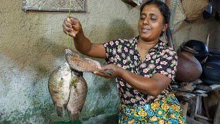 fry fish / A nutritious meal from jackfruit with fried fish / village kitchen recipe