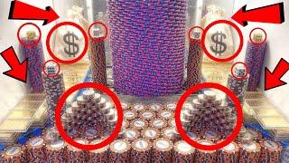 (MUST SEE) $500,000,000.00 BUY IN, 50 QUARTER CHALLENGE, HIGH RISK COIN PUSHER MEGA MONEY JACKPOT!