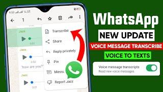 WhatsApp voice message transcripts feature || How to transcribe whatsapp voice messages update