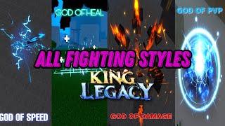 All FIGHTING STYLES Damage And Showcase! | King Legacy Update 4.6