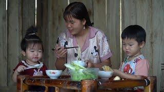 New week taking the kids to school, picking papaya flowers to sell at the district market.