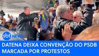 Datena deixa convenção do PSDB marcada por protestos