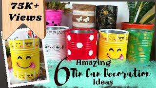 DIY 6 Amazing Tin Can Decoration Ideas | Tin can crafts | Recycled Tin Can Craft Ideas | Craftdil