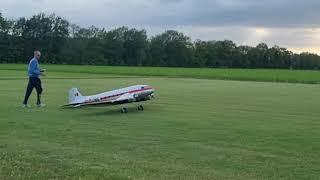 perfect flight of a large dc3 rc plane