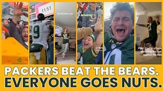 PACKERS BEAT THE BEARS.  EVERYONE GOES NUTS.