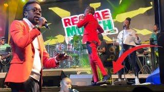 Beenie Man kick off him Crocs N said Foot better now, Reggae Month Live Performance