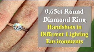 GIA Excellent Cut Round Diamond Ring Handshots (0.65ct I SI1)