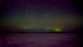 The aurora on the frozen lake in Lapland by Teresa Cooper