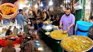 What Afghans are eating in Breakfast | Afghanistan street food | Mota chawal | Channa and lobya