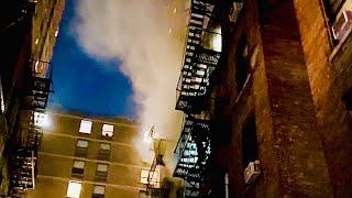 {EARLY ARRIVAL}~FDNY BOX 1182~FDNY BATTLING A 10-75 FIRE ON WEST 88TH STREET IN MANHATTAN, NEW YORK.