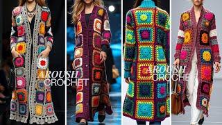 50 Crochet Cardigan granny Square designs|crochet long Cardigan for women #crochet#cardigan#design