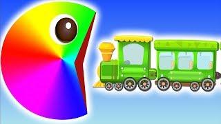 learn colors with Pacman | Fire Truck |Train |Police Cars Eat All | Baby Bus Pacman Animation