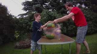 exploding a watermelon using rubber bands - with slow motion