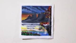 Mountain lake scenery painting | Acrylic painting | Tuba Arts