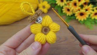 wow~`\ very easy cute crochet sunflower keychain #crochet