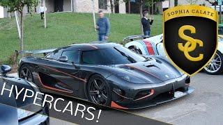 Multiple Hypercars arriving at Cars and Coffee Italy - Zonda, 918, Veyron, Agera RS