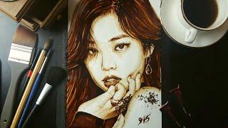 (커피로 그린 극사실그림) 블랙핑크 제니 Blackpink jennie Coffee Painting