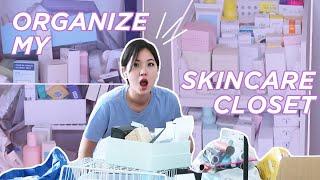 Organize my skincare closet with me *cries for help*