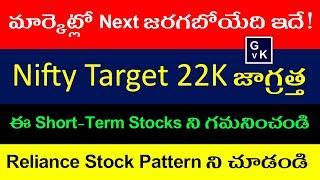 NIFTY NEXT TARGET 22K | SHORT TERM STOCKS | RELIANCE | NHPC | TATA CONSUME  Stock market Telugu GVK@