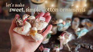 learn to make vintage style spun cotton holiday ornaments from simple materials: old fashioned craft