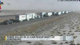 Three killed in 11-car pileup west of Lordsburg