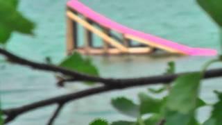 GIANT BRIGHT PINK WAKEBOARD JUMP RAMP BOOTER @ GREEN LAKE by Dan Elliott