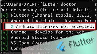 Android licenses not accepted  Error | flutter doctor command Error