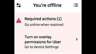 UBER: Turn on OVERLAY PERMISSIONS for Uber. To do what? This is about Control and is a Safety issue