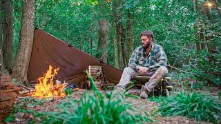 2 Days Solo Bushcraft Camping -  Crafting Chair, Autumn Cooking, Maple Apples & Wool Blanket