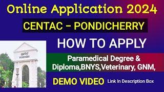 Centac Pondicherry Online Application Started 2024 |How To Apply Centac Pondicherry