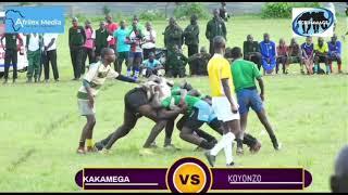 A try-saving tackle by Kakamega School in the Scrummage Katch 7s