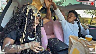 THROWING ICE COFFEE'S ️ALL OVER My GIRLFRIEND  * HILARIOUS*