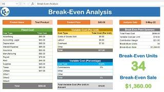 Break-Even Analysis Template in Excel