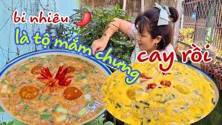 Đi chợ mua được cái tô con gà về CHƯNG MẮM với TRỨNG MUỐI, CANH CUA XAY nấu rau vườn nhà