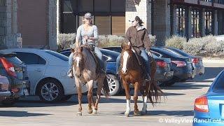 Spoonfulofpep and Pepto Gurly - riding in town - Valley View Ranch