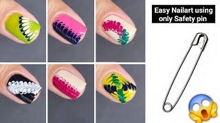 Easy Nailart at home || Try this Safety pin hack for stunning Nailart result  || Safety pin  hack