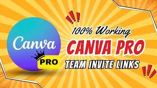 CANVA PRO FOR FREE || Get Canva pro team invite link || Updated January 2025