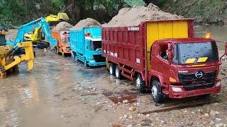 RC DAM TRUK HINO 500 TRINTON BERMUATAN FUL PASIR LANGSUNG DARI SUNGAIRC XSAVATOR simulasi miniatur