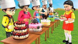 Scary Teacher 3D vs Squid Game Cake Decorating and Wrong Cake Decor 5 Times Challenge MissT Vs Grany