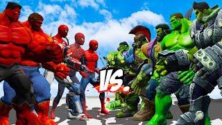 Epic Showdown: Team Red Hulk vs. Team Green Hulk!