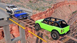 Cars vs Train Tack on bridge BeamNG Drive Challenge Ends in Total Destruction!