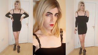 Blondes have more fun: Crossdresser Michelle Diaz slays in Cute Black Dress