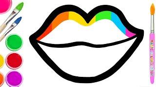 Drawing, Painting and Coloring a Colorful Lip | Easy Step By Step Tutorial