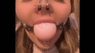 Latex girl ball gag ASMR